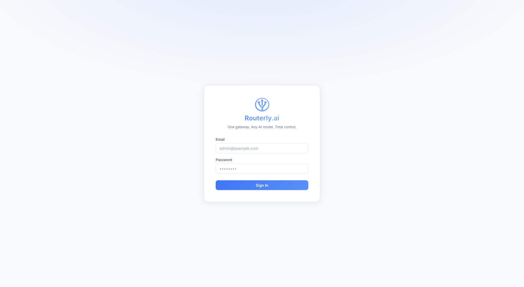 Login page after completing setup